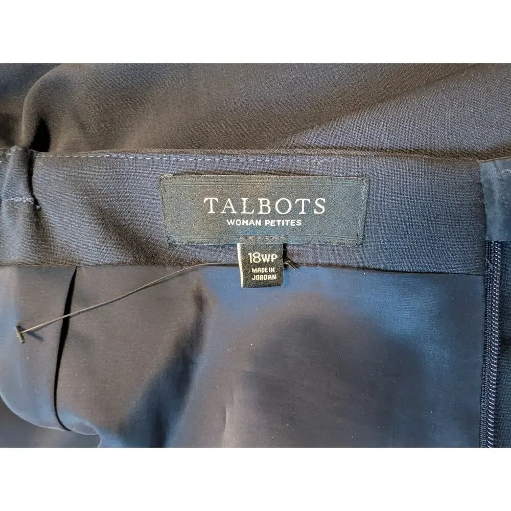 Talbots Woman Petites Size 18WP Color Black Back Zip Pencil Skirt Back Vent